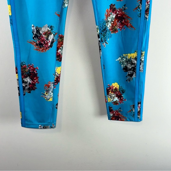 Ivy Park x Adidas Blue Floral Printed Striped Women Leggings Size M - Picture 3 of 14
